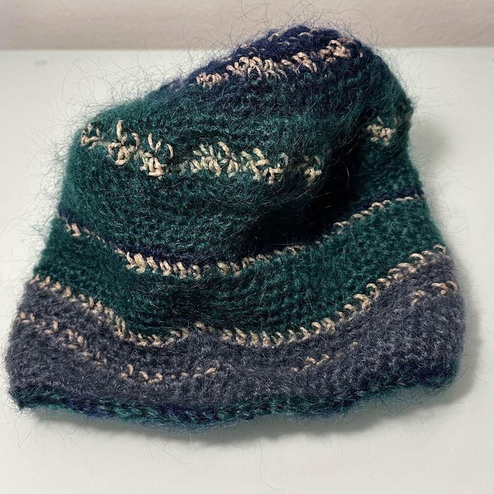 Cozy Green and Gray Knit Beanie
